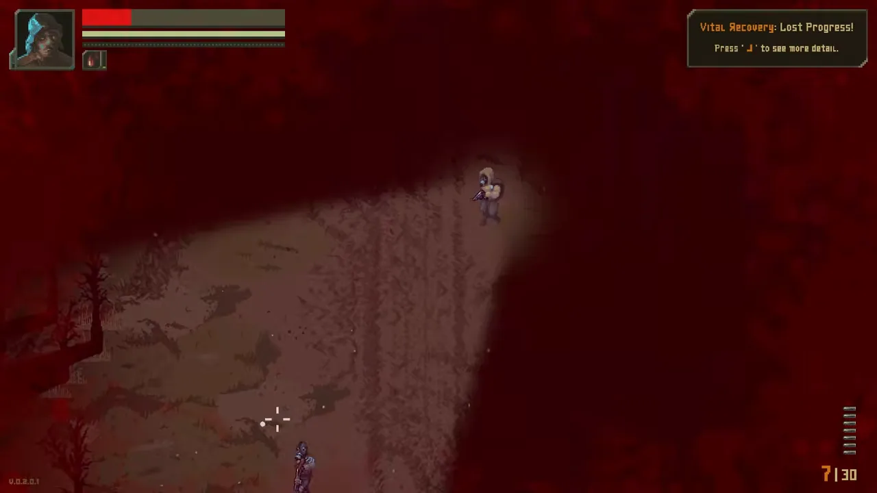 Red Scavland death screen displaying the historical Vital Recovery Lost Progress message